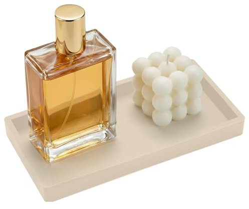 Silikon-Tablett für Badezimmer, Küchenarbeitsplatte, 20 x 10 cm großes Dekotablett für Schminktisch, rechteckiges, rutschfestes Silikontablett, leicht zu reinigen und bruchsicher, für Kosmetik, Kerze