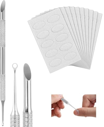 ikBrtaiay Empujador de Cutículas, Corta Cutículas 2 en 1, Empujador + Aro/Anillo, Empujador de Cutículas para Cutículas y Herramienta de Cortador de Cutículas para las Uñas de Dedos de Manos y Pies