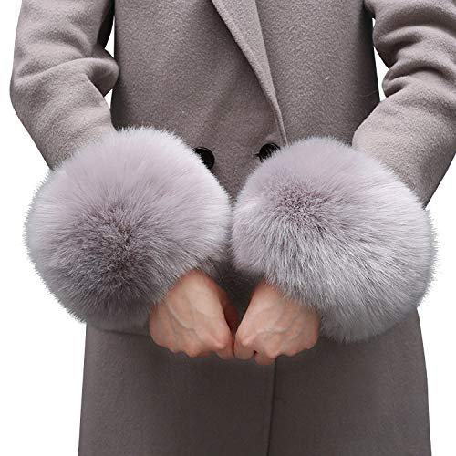 LAEMILIA Faux Fell Stulpen Pulswärmer Damen Kunstfell Armstulpen Frauen Winter Handgelenk Wärmer