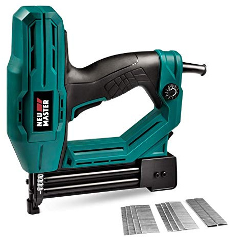 Electric Brad Nailer, NEU MASTER NTC0040 Electric Nail Gun/Staple Gun for Upholstery, Carpentry and Woodworking Projects, 3/4'' Narrow Crown Staples 200pcs and Nails 800pcs Included (Renewed)