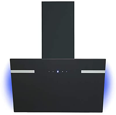 Dunstabzugshaube 60 cm kopffreie Schräghaube schwarz Glas Touch LED Respekta