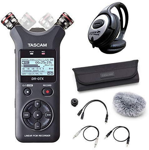 Tascam DR-07X Stereo Audio-Recorder + AK-DR11CMKII Zubehör Set + keepdrum Kopfhörer