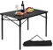 WOLTU Mesa Camping de Aluminio, Mesa Plegable de Jardín, con Tablero Enrollable, Mesita para Exterior Balcón Picnic Playa, 104x69x70 cm, Negro