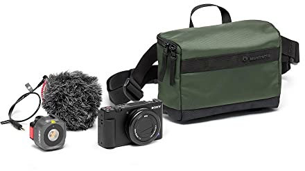 Manfrotto Street Borsa da Cintura, Marsupio, Waist Bag, per Fotocamera Mirrorless, Kit per Vlogging, Borsa Fotografica a Tracolla, Accessori Fotografia per Content Creator, Colore Verde
