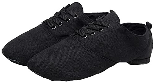 Jazzdansskor Canvas Split Sole Balett Yoga Dansskor Andningsbar buffert för barn Vuxna kvinnor,Black,35 EU