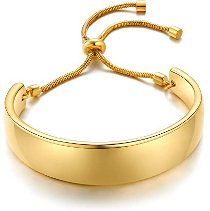 LILIE&WHITE Verstellbarer Armreif für Damen, Goldfarbener Minimalistischer Schmuck mit Glatter Oberfläche, Elegantes Geschenk für Besondere Anlässe
