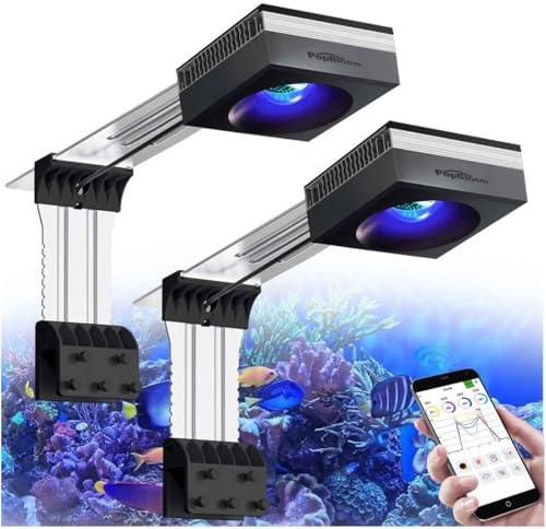 NEU PopBloom RL115 WiFi Meerwasser LED Lampe 240W, Vollspektrum Led Aquarium Beleuchtung für Reef Coral SPS/LPS Fischaquarium, APP unterstützt Deutsch