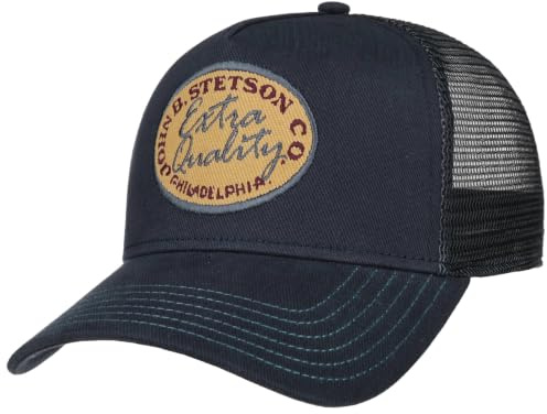 Stetson Casquette Trucker Vintage Brushed Twill Femme/Homme - de Baseball Mesh Boucle en Metal, avec Visiere Printemps-ete Printemps Ete Automne Hiver - Taille Unique Bleu