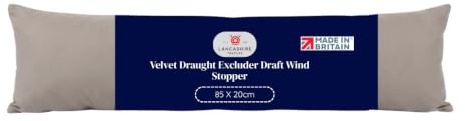 Lancashire Textiles Velvet Draught Excluder Draft Wind Stopper Door and Window Guard Efficient Energy Insulator, Weighed Fabric – Hollow Filled Door Draft Excluder [Oatmeal; 85 X 20cm]