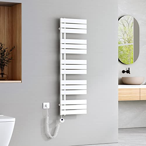 EMKE Scaldasalviette elettrico con wifi termostatato,1320x400 mm,Bianco | Pannello asciugamano elettrico con asta di riscaldamento con timer,600W