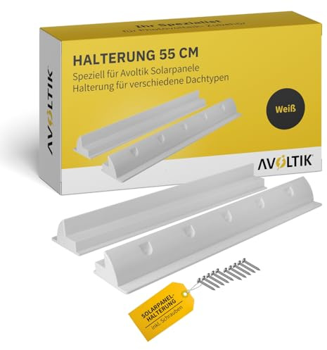 Avoltik Solarpanel Halterung Spoiler 55 cm I witterungsbeständige Solarmodul Halterung aus ABS-Kunststoff I PV Halterung inkl Schrauben I Halterung für Solarmodule in weiß I Solarpanel Montageset