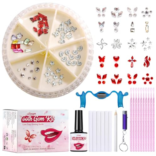 Tpyag Kit de gemas de dientes, juego de piedras preciosas, decoración de garras para dientes, adornos de dientes extraíbles, accesorios de joyería para dientes con pegamento, para la vida de Daliy