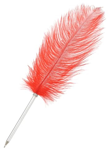 PATIKIL Schreibfeder 30cm Vintage Straußenfederstift Kalligraphie Rot | Federkugelschreiber Tinte Vintage Gänsekiel Stift Veredelter Tauchstift für Schreiben Unterschrift Hochzeitsgeschenk