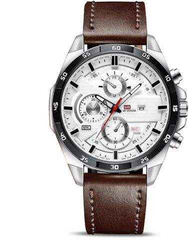 OFFCUP Orologio Uomo Orologio Analogico Multifunzione al Quarzo da Elegante Sportivo Moda Business Orologi da Uomo Polso Regalo da Cinturino in Pelle