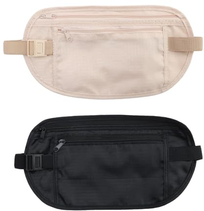 2 Pcs Secure Travel Money Belt for Travel Hidden Passport Holder Undercover Anti-Theft Money Pouch Stealth Wallet for Cash Cards Passport Keys Mobile Phone for Me Women Running Dog Walking