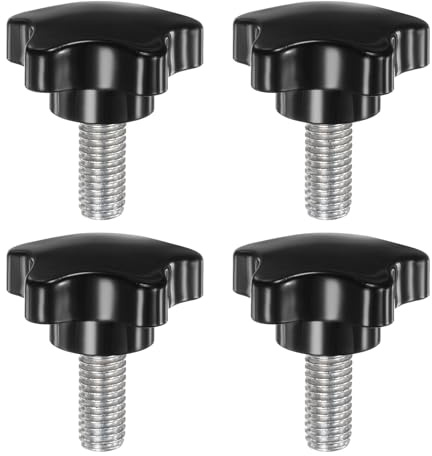 QUARKZMAN 4 Stück Rändelschraube M10 x 20mm Flügelschrauben mit Gewinde, Verzinkte Kohlenstoffstahl Knebelschraube 39mm Rund Klemmschraube Sterngriffschraube Klemmhebel für Möbel Maschine