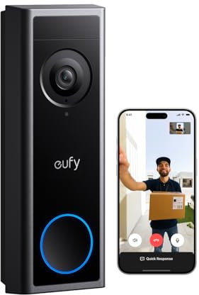 eufy Security Video Doorbell Camera C31, 2K FHD Battery or Hardwire Powered(16~24V), Easy to Install, Quick-Release Battery, Live Video Call, 24/7 Recording(Wired), Human & Motion Detection