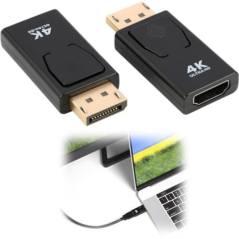 Cyiamku 2 Pièces Convertisseur DP vers HDMI, Adaptateurs DisplayPort vers HDMI, Résolution 1080P 4K à 30Hz, Compact & Portable, pour Moniteur, TV, Projecteur, PC, Console, Casques VR (Noir)