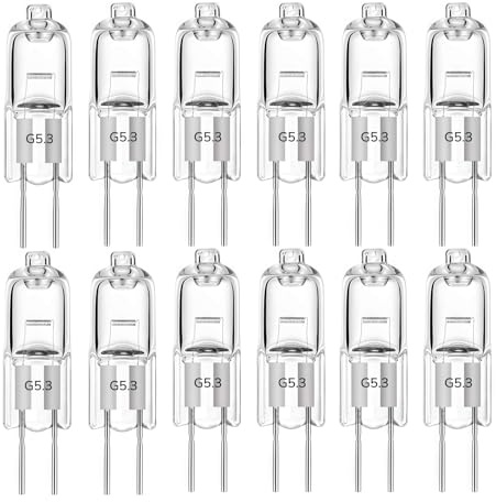 LISOCLU Lampade alogene G5.3 12v 24v 36v 220v 110v 20w 35w 50w 70w 100w 150w Bianco caldo 3000k Dimmable, Lampadine alogene per faretti MR16, Forma tubolare (12V-35W/12PCS)