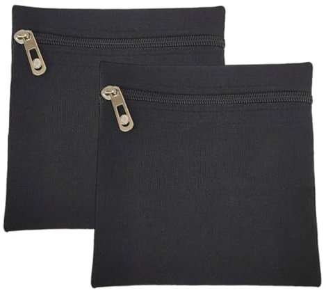 LOVIVER 2 Stück Einnähbare Seitentasche mit Reißverschluss, Innentaschen zum Einnähen, unsichtbare Geldbörse für Sweatshirts und Hoodies, Schwarz