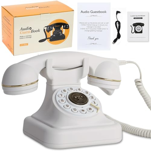 ROOMEDAL Audio-Gastbuch Hochzeitstelefon, Vintage-Sprachnachrichtenrekorder-Telefon mit Premium-Geschenkbox für besondere Anlässe, Brautparty, Geburtstagsfeier, Babyparty, Hochzeitstag, Verlobung