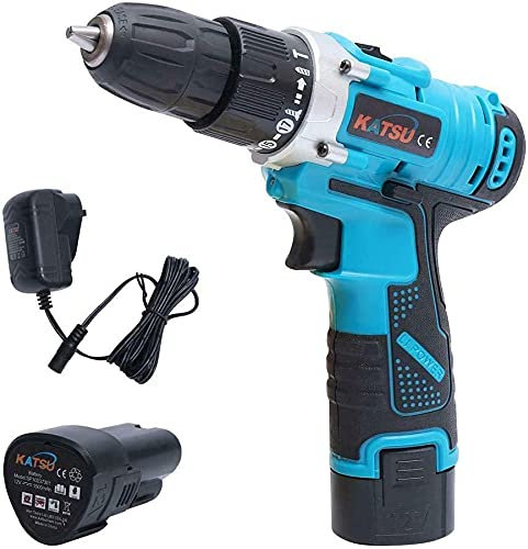 Taladro percutor inalámbrico de impacto KATSU de 12V con 2 baterías de litio (Li-ion)