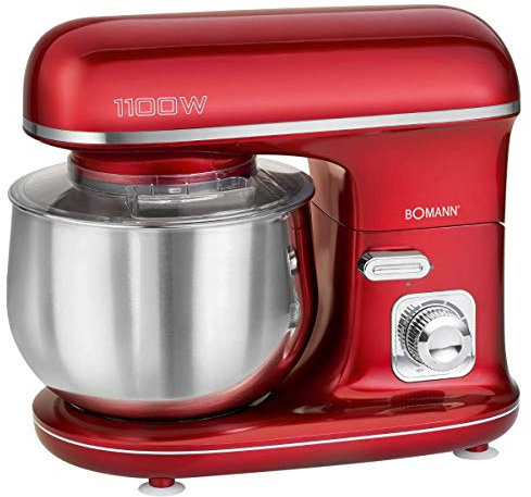 Robot de repostería - Amasadora de pan - Robot amasador - Robot de repostería profesional - Robot multifunción Bomann KM6010CB Robot amasador 1100 Watts Batidora/Amasadora/Batidora 5 Litros Rojo