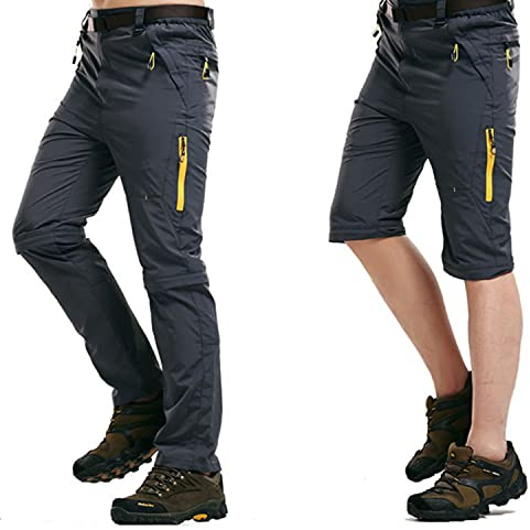 LHHMZ Mens Outdoor Hiking Trousers Convertible Breathable Lightweight Quick Dry Trousers Shorts Casual Walking Climbing Cycling Trousers