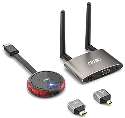 TIMBOOTECH HDMI Wireless Transmitter and Receiver 4K, Dual Screens HDMI & VGA Live Casting 5G Video/Audio for Laptop, Cable Box, Camera, Blu-ray, Phone, Netfix to Monitor, Projector, HDTV 165FT/50M