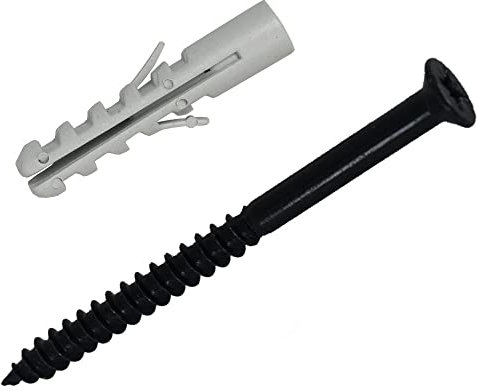 DIY Element System SCHRAUBEN - Kreuz-Schrauben und Dübel für 1- und 2-reihige Wandschienen von Element System - Stahl, Schwarz, 18 Stk