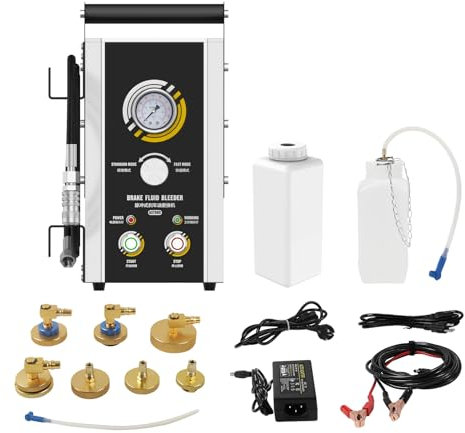 BELEY KFZ Bremsflüssigkeitswechselgerät Set,220V Pulsierendes Bremsenentlüftungsgerät mit einstellbarem Druckbereich 0,5-2,5 bar, 52mm Hauptzylinder-Adapter und Flüssigkeitsflasche (AST609)