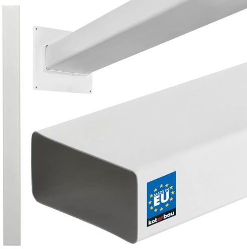 KOTARBAU® Flachkanal 110x55 mm, Lüftungskanal rechteckig, 150 cm lang, Weiß | Klimakanal, Abluftkanal für Flachkanalsystem, Kanal für Lüftungsanlage, Kunststoff Flachkanal für Dunstabzug