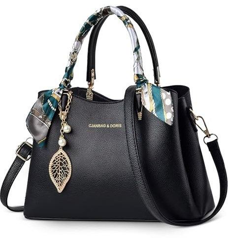 FOLOVEYA Sac à Main Femme Petit Cuir PU Tendance Sac Bandoulière Élégant | Sacs à Main Portés Épaule Femme Chic Sac Cabas Grande Capacité avec Foulard Décoratif pour Shopping Travail Quotidien