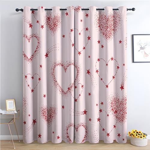 Generisch Vorhänge Herz - Romantische Rosa Mädchen Fenster Gardinen mit Ösen, Vorhang Blickdicht Verdunklungsvorhänge Thermovorhang für Wohnzimmer Schlafzimmer Deko 2er Set, H 175 x B 140 cm M-#259