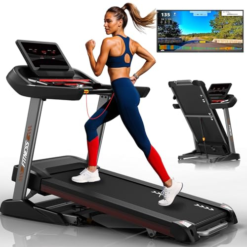 CharonFit Laufband für Zuhause Klappbar mit Steigung: 150KG Tragfähigkeit, Max 18kmh Geschwindigkeitspanne, 18 Automatische Neigung, 25 Voreingestellte Programme