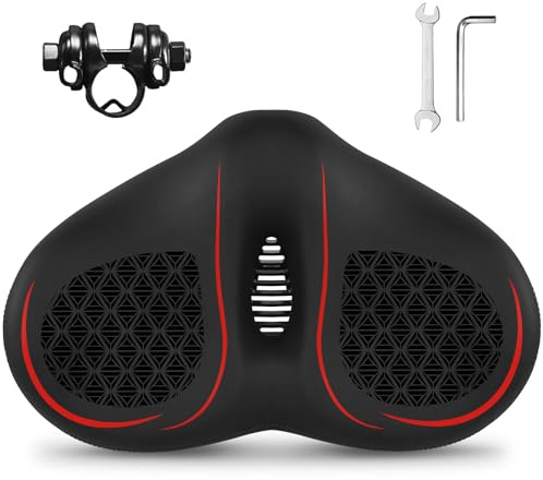 BUCKLOS New Noseless Bike Seat for Comfort Men&Women Extra Wide Bicycle Seat Cushion Oversized Comfortabele Foam Padded Bike Saddle for Peloton Exercise Bike Ebike Cruiser Bikes