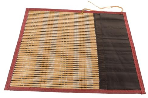 Gadpiparty Bamboo Calligraphy Brush Roll up Case, Large 40x35cm Pencil Wrap with 9 Compartments, Brush Pen Storage Pouch for Chinese Painting and Japanese Art Supplies
