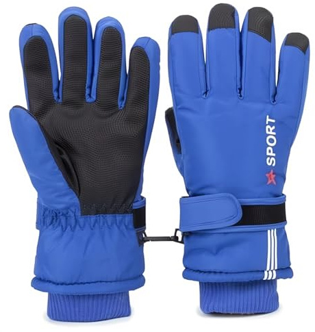NociHah Kids-Waterproof-Winter-Thinsulate-Warm-Gloves - Girls-Boys Fleece Thermal Snowboard-Snow Gloves Mittens for Cold Weather(5-10Years)