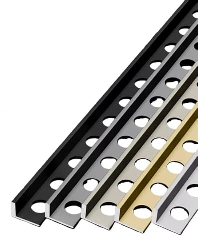 RTVGNSZSJL Perfil De Baldosas De Aluminio 90cm 3 Piezas Perfil L para Protección De Bordes De Cerámica, Tira De Transición Suelo Altura 8-18mm(Black,L90xH0.8cm(36x3/10))