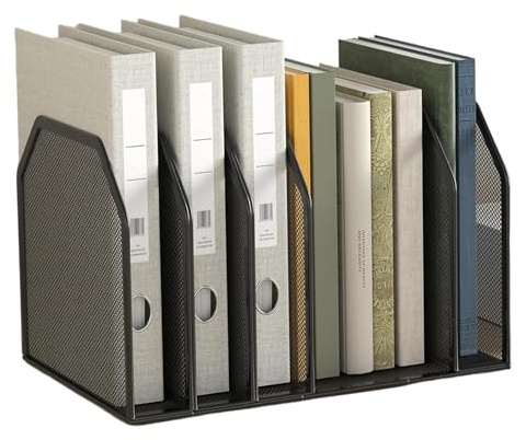 Porta raccoglitori da scrivania, organizer verticale staccabile a 7 sezioni, raccoglitore di documenti in metallo resistente e salvaspazio per scrivania da ufficio in classe