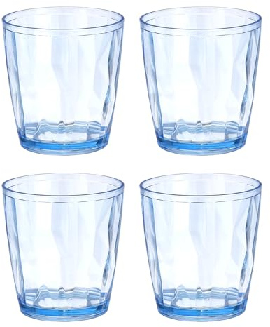 sourcing map 4Pcs Plastic Drinking Glasses, 7.1oz Unbreakable Drinking Cups Reusable Stackable Water Tumblers for Home Office Outdoors Beer Cocktail Water Juice Whiskey, Blue