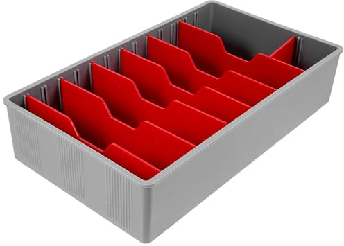 Tofficu Vassoio Porta Soldi 5 Scomparti Rosso in Plastica per Cassetto Cassa Inserto per Monete e Banconote, Organizer per Registratore di Cassa Uso Negozi, Supermercati e Ristoranti