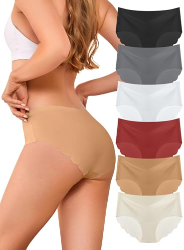 Memouniva Bragas sin Costuras Mujer Braguitas Invisible Ropa Interior Cómodas Pack de 6