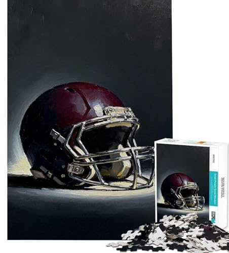 Rompecabezas de 1000 Piezas para Adolescentes Casco de fútbol Americano bodegón Pintura Juguetes educativos Juegos relajantes Actividades Familiares Regalos para Mujeres y Hombres (tamaño 38x52cm)