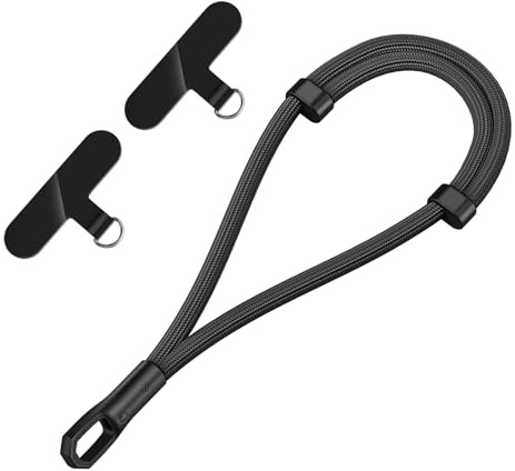 AOKSUNOVA Mobilkedjehållare universellt mobilband för att bära runt halsen, telefonsnodd, justerbart mobilhalsband, B-Svart, 14-23cm
