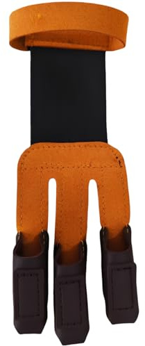yeeplant Bågskytte, fingerflik i brunt mikrofiberläder, 3 fingrar extra förtjockat fingerskydd, 7,8 tum, 7,8 tum, justerbart armband för återkommande bågar och traditionell övning
