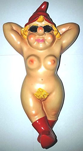 Gartenzwerg Exhibitionist wetterfest , Porno Zwerg , Nudist FKK Garten-Zwerg liegend (Nackte Frau)