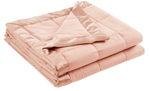 Madison Park Windom Down Alternative Blanket, Premium 3M Scotchgard Moisture Wicking Treatment, Lightweight and Soft Bed Cover For All Season, Satin Trim, Blush Full/Queen