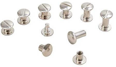 LEO’s - 100 Stück Premium Buchschrauben 12 mm in Silberfarben - Buchbinderschrauben Buchnieten vernickelt - Schraubnieten Chicagoschrauben mit 5 mm Schaftdurchmesser - Buch Nieten zum Schrauben