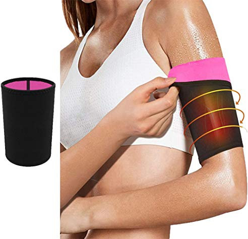 Kenmi Burning Sudatory Arm-Trimmer, Schlankheits-Kompressionsmanschette, Sauna-Arm, Fernbrenner, Fitnessstudio, Training, Workout (schwarz außen und rosarot, S)